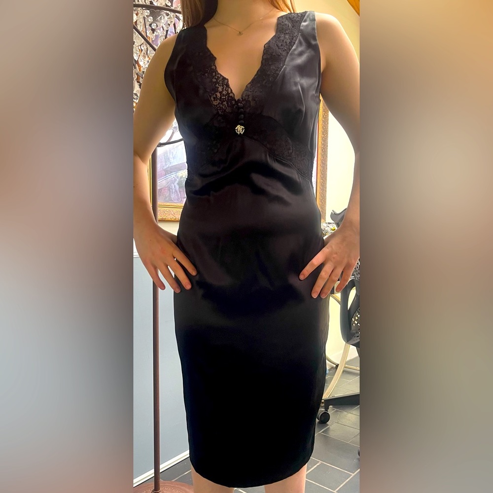 Roberto Cavalli silk & lace trimmed cocktail dress size 44 (US 8)